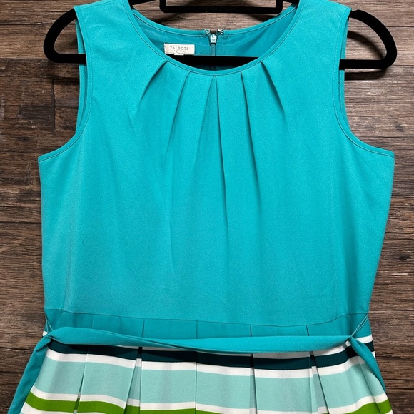 Talbots Blue and White Pleated A-Line Sundress - Picture 4 of 7